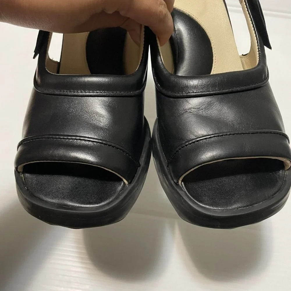 John Fluevog Mini Bebe Open-Toe Pumps Black Chunky Women’s Shoes Sz 10 - Picture 4 of 16
